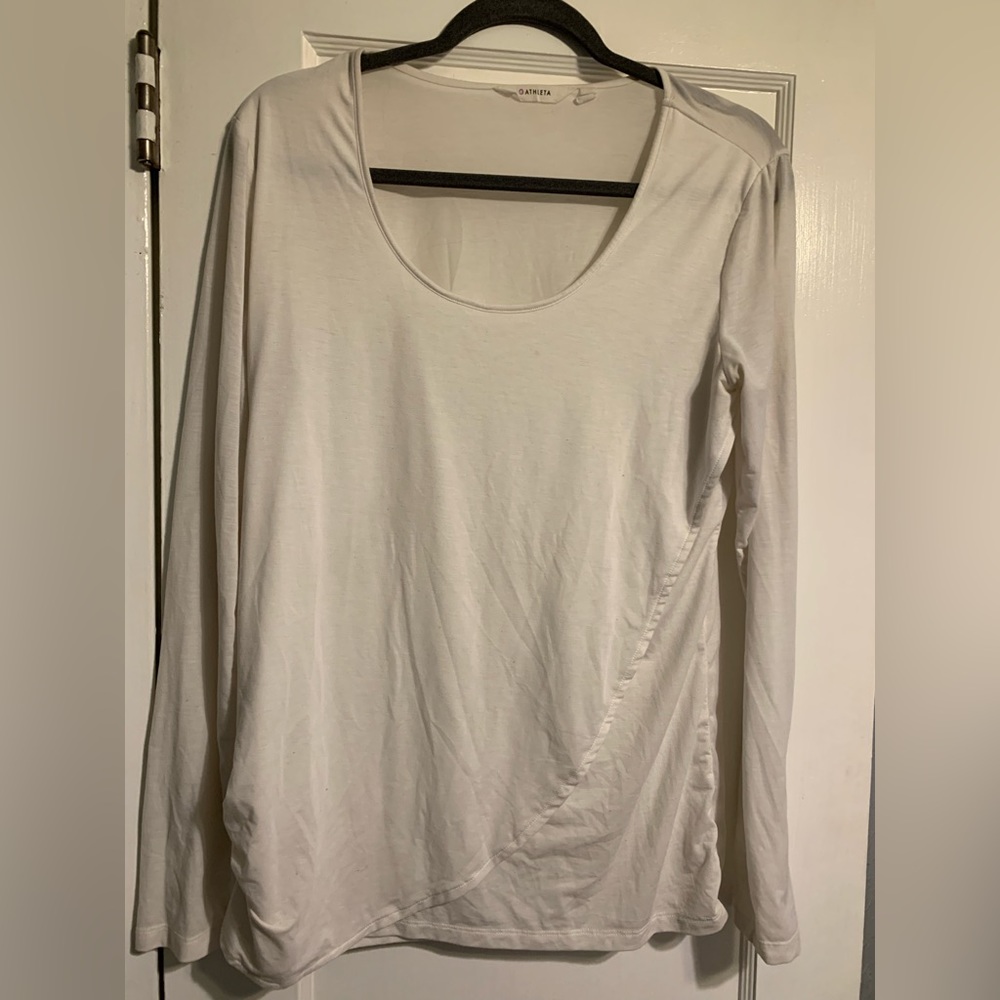 Athleta White Long Sleeve Wrap Top